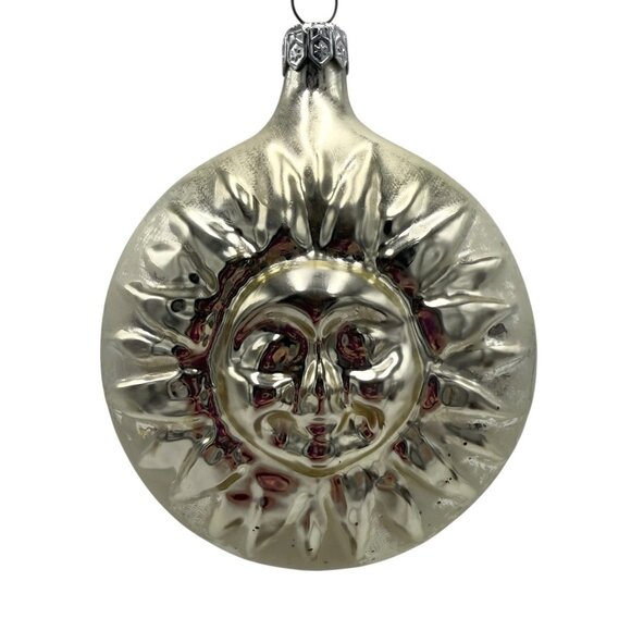 Unbranded Other - Poland Glass Silver Sun Christmas Ornament 4.5” Celestial Whimsigoth Witchcore